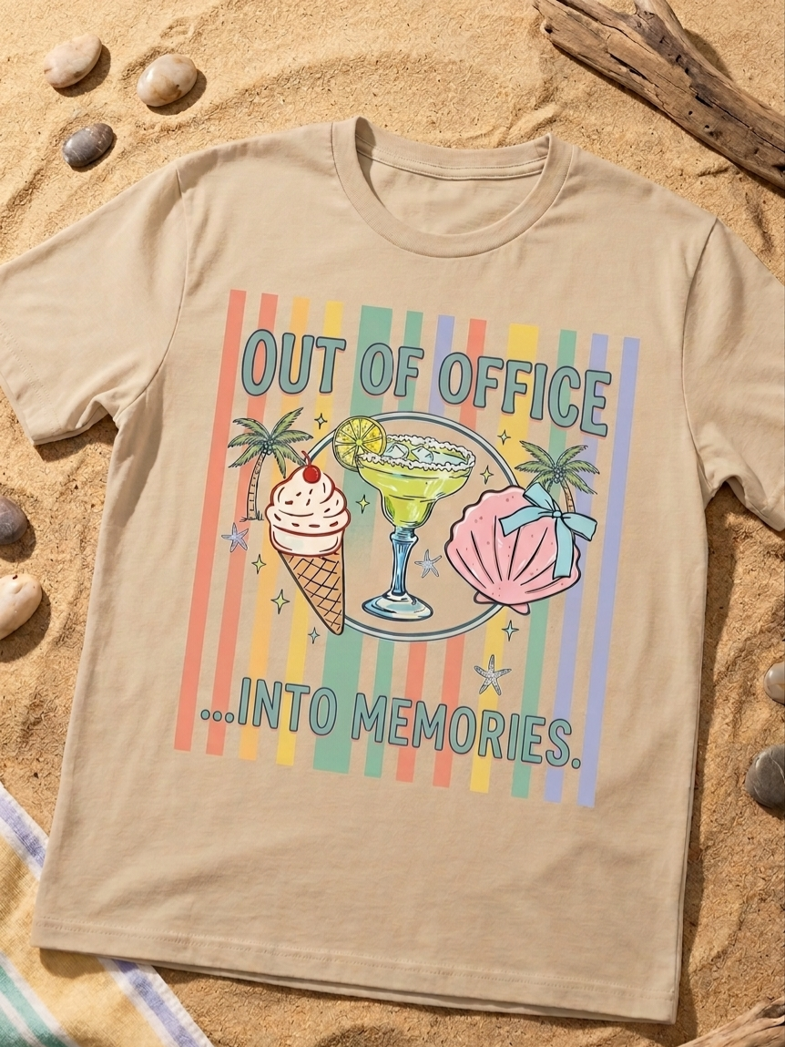 summer vacation tee inspired by beach days, travel adventures, and unforgettable moments.