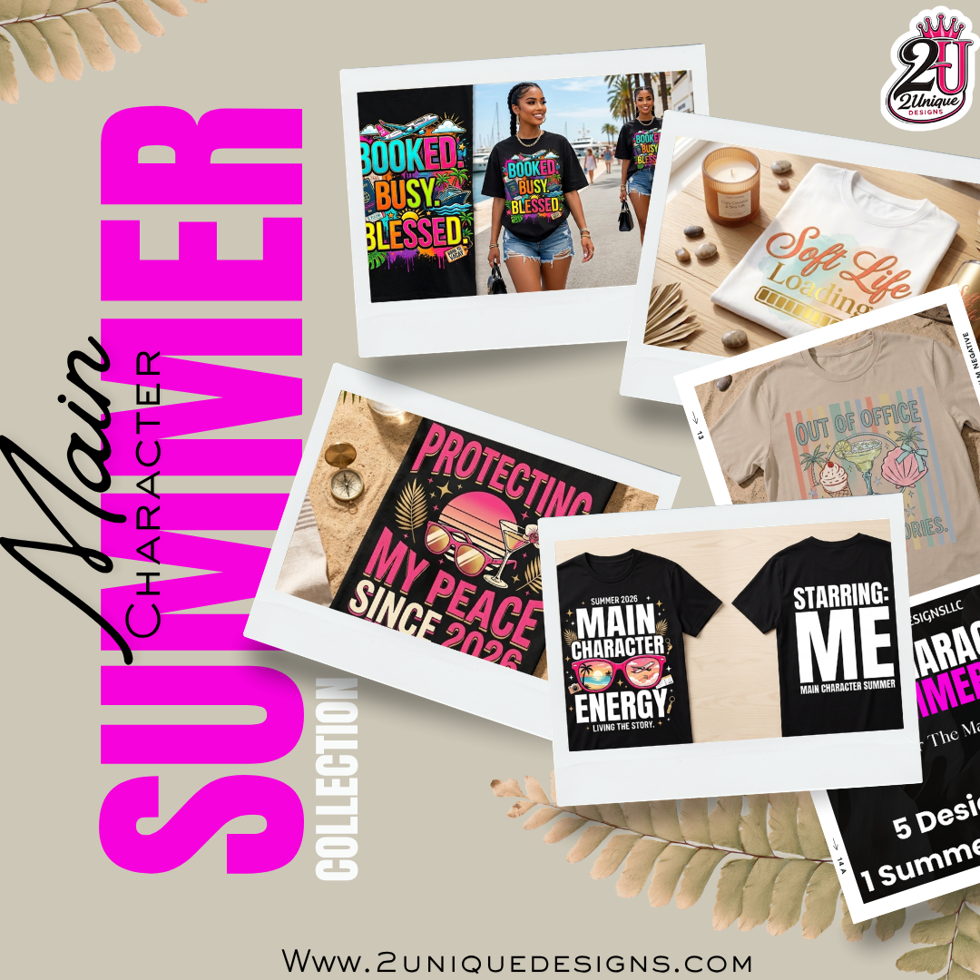 ☀️ MAIN CHARACTER SUMMER ☀️

5 Designs. 5 Moods. 1 Main Character.

A summer-inspired collection celebrating travel, peace, memories, confidence, and living life like the main character of your own story.