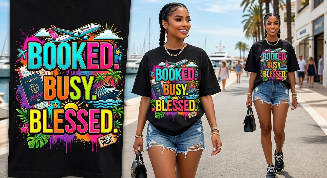 Booked. Busy. Blessed. Tshirt design 