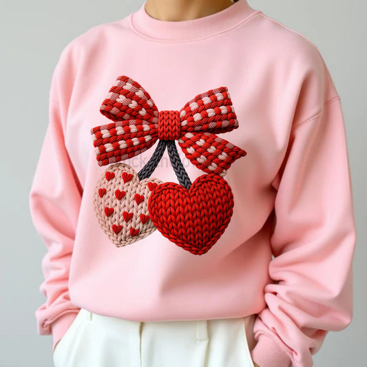 Faux Crochet Hearts Bow