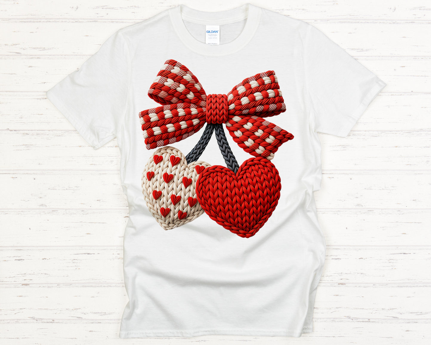 Faux yarn Hearts Bow